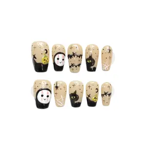 Christmas funny faceless man pumpkin hand-painted short handmade press on nails professional nail supplier