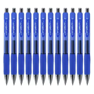 批发定制标志塑料笔学校文具书写蓝色滚球促销伸缩中性笔0.7毫米办公室
