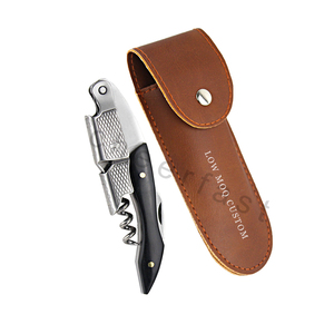 Sacacorchos de madera de color negro al por mayor de fábrica y juego de embalaje de cuero PU, sacacorchos con mango de madera de ébano - Product Image 2