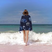 Serviette de plage et de bain unisexe pour adultes en polyester, motif bordé, douce, épaisse, séchage rapide, surdimensionnée 32x52 pouces