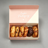 Boîte cadeau personnalisée en papier kraft mat écologique réutilisable pour donuts et biscuits, emballage de boulangerie, boîte cadeau vide pour biscuits