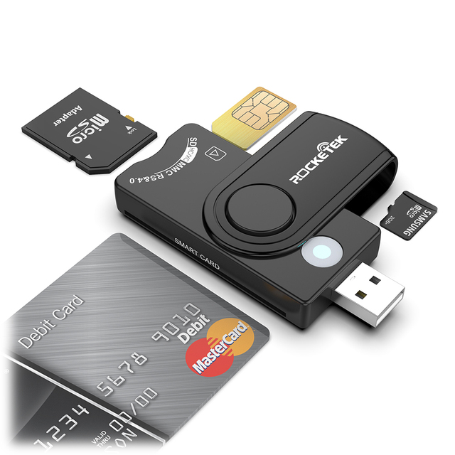 Rocketek OTG USB 2.0 Secure Digital Card TFlash MMC Multi Card Reader EMV IC Chip Contact Wireless Smart Card Reader
