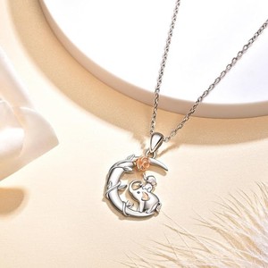 Nuevo y Exclusivo Collar con Colgante <span class=keywords><strong>de</strong></span> Aleación <span class=keywords><strong>de</strong></span> Rosa Lunar y Elefante Madre e Hija, Chapado en Plata, Regalo para el Día <span class=keywords><strong>de</strong></span> <span class=keywords><strong>la</strong></span> Madre, Regalo Festivo para Mujer - Product Image 3