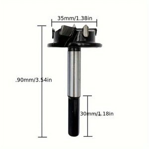 Scie cloche noire à trois tranchants 35 mm en acier rapide pour le travail du bois, le contreplaqué et l'élargissement de panneaux de bureau - Product Image 1
