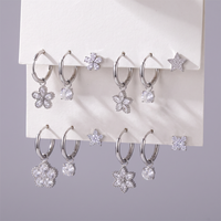 HOVANCI Ensemble de 3 boucles d'oreilles délicates empilables en zircon blanc, plaqué or 18 carats PVD, en acier inoxydable étanche, bijoux pour le quotidien, cadeau