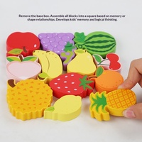 Kotak Puzzle 3D Kayu Balok Bangunan 50 Potong Kartun Lalu Lintas Hewan Bersertifikat CE untuk Bayi Anak Kecil Usia 0-24 Bulan 2-4 Tahun