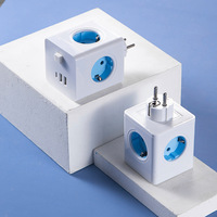 Adaptador de Enchufe Múltiple con 3 Tomas de Corriente y 3 Puertos USB, Interruptor Individual, Enchufe Europeo, para Hogar, Oficina y Viajes