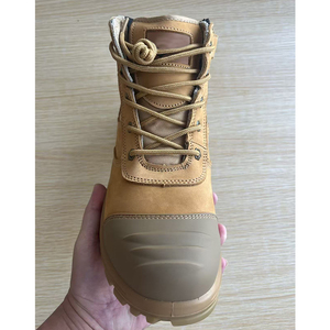 DSF53 Anti puncture sole Safety Work <b>Boots</b> Tan Waterproof Outdoor Ankle <b>Boots</b> <b>with</b> <b>Zipper</b> and Lace-Up Design - Product Image 4