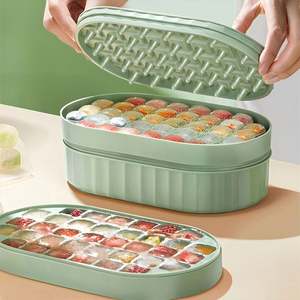 Ice <b>Cube</b> Trays for Freezer with Lid & Bin, Silicone Bottom Easy Press to Release Ice for Chilling Cocktail Whiskey Coffee - Product Image 2