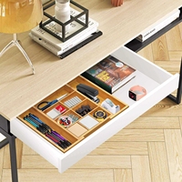 Nouveau design 10 compartiments bambou extensible tiroir organisateur Rectangle couverts plateau cuisine poli bureau-pliable
