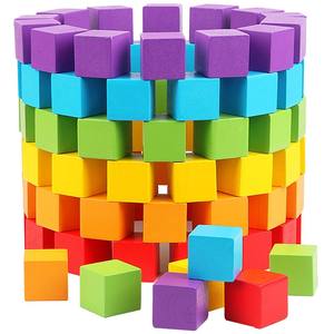 100 Pcs blocchi <span class=keywords><strong>di</strong></span> costruzione colorati in legno/cubo educativi per bambini blocchi <span class=keywords><strong>di</strong></span> costruzione impilabili giocattoli <span class=keywords><strong>di</strong></span> <span class=keywords><strong>apprendimento</strong></span> giocattolo in legno quadrato - Product Image 2