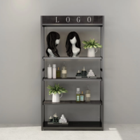 Présentoir de magasin de perruques en cheveux moderne personnalisé Présentoir de magasin de perruque de beauté mural à plusieurs niveaux pour boutique de vente au détail