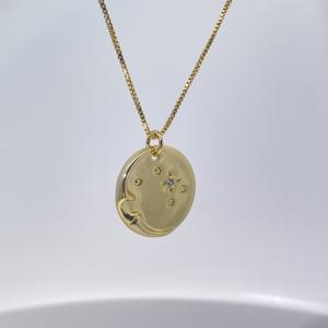 Collar con Colgante de Sol y Luna Chapado en Oro de Tianyu Gems, Colgante Redondo Simple con Diseño de Cielo Estrellado para Mujer, Joyería de Moda - Product Image 3