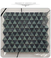 Vente en gros 10mm Moderne Minuscule Art Mosaïque Intérieur Sol Mosaïques Carreaux Vert Foncé Marbre Triangle Motif Mixte Aiguisé Naturel Moderne