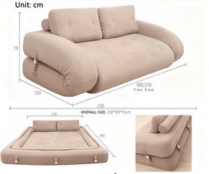 Sofá <span class=keywords><strong>Cama</strong></span> Plegable Moderno de una Plaza con Diseño de <span class=keywords><strong>Canguro</strong></span>, Tapizado en Tela y Relleno de Esponja - Product Image 4
