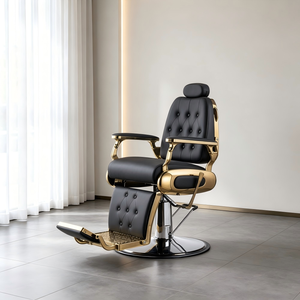 Sillón de Barbería de Cuero de Segunda Mano, Plegable, Reclinable, Ergonómico y Duradero <span class=keywords><strong>para</strong></span> Uso en Hoteles y Barberías - Product Image 1