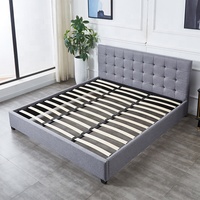 Vente en gros d'usine Sommier à lattes 140x200 cm Gris ou Noir Y compris Sommier à lattes avec housse en tissu Lit double rembourré