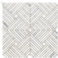 Carrelage mural en mosaïque polie de style parquet en marbre naturel pour intérieur de villa européenne moderne, pour cuisine et salle de bain, épaisseur 8 mm, 5 pièces