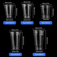 Tasse transparente en PLA bio-compostable 100% imprimée sur mesure 98mm-20oz Tasse en plastique jetable à paroi unique pour boissons froides