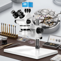 Microscope stéréoscopique trinoculaire à zoom 3,5x-100x avec éclairage annulaire LED pour la réparation de téléphones portables, l'évaluation de montres et l'inspection de bijoux