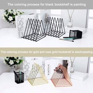 Vente Flash : Porte-revues de bureau en fil de fer métallique or rose, 9 fentes, forme triangulaire, qualité supérieure, vente en gros - Product Image 6