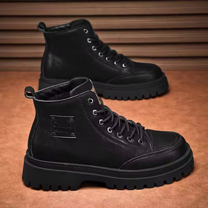 British Retro Anti-Slip Work <b>Boots</b> Waterproof High Top Sports Shoes Thick Bottom Lace-Up for Autumn Outdoor - Product Image 2