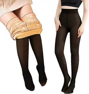 Women Girl Fleece Lined Pantyhose Winter High Waist Stretchy Leggings Mesh  Stockings 
