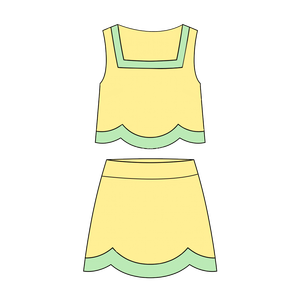 Ensemble 2 pièces pour filles, ensemble de yoga d'été pour filles, ensemble jupe à bords ondulés, tissu respirant pour la gym, taille personnalisée, livraison rapide - Product Image 3