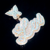 Pendentif de chaîne personnalisé en usine, serti de moissanite VVS et de diamants de laboratoire, passe le testeur de diamants, électroplaqué bicolore, bijoux fins