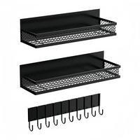 Étagère à épices multifonctionnelle murale magnétique moderne en acier inoxydable noir, étagères flottantes pour réfrigérateur, rangement facile