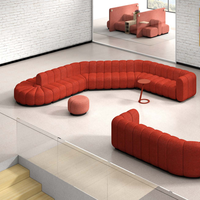 Ensemble de canapé modulaire en tissu moderne 7 places avec canapé-lit en forme de L pour salon et chambre à coucher, meubles de bureau
