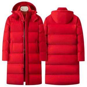 Veste d'hiver matelassée longue à capuche pour homme, coupe-vent, avec logo personnalisé, pour le ski et la montagne - Product Image 4