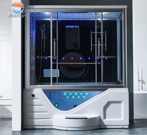 Cabine de douche hammam intérieure en verre acrylique de haute qualité avec cascade, bain à remous massant et baignoire <span class=keywords><strong>spa</strong></span> - Product Image 1