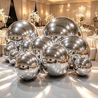 Ballon sphérique gonflable géant en PVC réfléchissant argenté personnalisé pour la décoration de mariages, de fêtes et d'événements