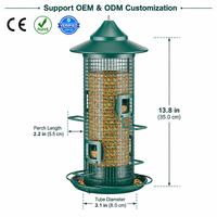 Mangeoire à oiseaux JH-Mech 13,8 pouces, robuste, en métal, avec 4 ports d'alimentation, anti-écureuils, pour accrocher à l'extérieur