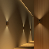 Lampe murale à détecteur de mouvement double face en noyer, rechargeable, pour intérieur, escalier, couloir, avec capteur de lumière PIR double et liaison synchrone de 10 m