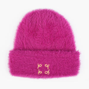 Bonnets <span class=keywords><strong>en</strong></span> peluche avec logo personnalisé Bonnet tricoté chaud d'hiver <span class=keywords><strong>en</strong></span> jacquard <span class=keywords><strong>mohair</strong></span> unisexe avec logo brodé personnalisé - Product Image 6