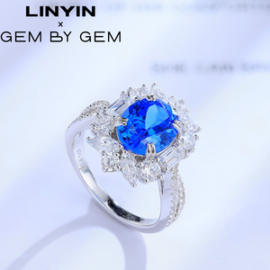 Custom Sapphire Wedding Band Fine Jewelry <b>Sets</b> 925 <b>Sterling</b> <b>Silver</b> Gold Plated Engagement Women's <b>Rings</b> - Product Image 5