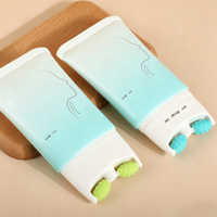 Tube cosmétique plat en PE avec applicateur à double bille massante pour soins de la peau, crème pour le cou, lotion corporelle, emballage personnalisé