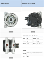 Alternateur de voiture pour D Galaxy II 2.0 TDCi 2006 à 2010 1997ccm KLWA TYWA AZWC QQ 0121615009