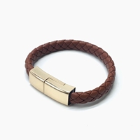 Cable usb de cuero negro para hombre y mujer, pulsera personalizada, Cable de carga de datos, nuevo estilo