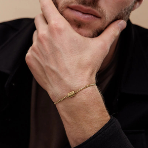 Bracciale personalizzato in acciaio inossidabile con nome inciso, regalo per papà o <span class=keywords><strong>uomo</strong></span>, Lateefah - Product Image 2
