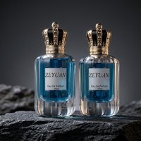 Flacon de parfum en verre de luxe de 100 ml avec bouchon couronne et boîte cadeau, flacon de parfum gaufré, logo personnalisé, marque privée