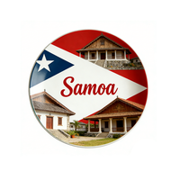 Assiette Souvenir Personnalisée Créative Style Samoa Îles Vierges Tokelau Île de Niue, Céramique Ronde, Design Personnalisé