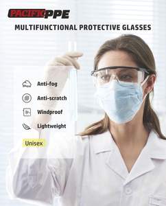 Lunettes de sécurité PPE 2 pièces pour hommes et femmes, conformes à la norme ANSI <span class=keywords><strong>Z87</strong></span>, monture en polycarbonate non traité, verres enveloppants, réglables, protection de laboratoire - Product Image 2