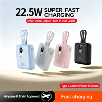 Nouvelle mini batterie externe électronique 10000 mAh, mince et portable, avec câble USB-C, Powerbanks 10000 mAh