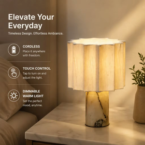 Lampe de bureau LED sans fil rechargeable, minimaliste et luxueuse, avec abat-jour en lin et pierre naturelle, pour la maison, l'hôtel, le bureau et la table de chevet - Product Image 5