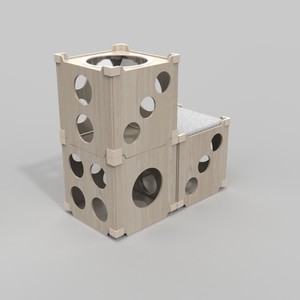 Bricolage pliable en bois intérieur grand petit <span class=keywords><strong>arbre</strong></span> à <span class=keywords><strong>chat</strong></span> <span class=keywords><strong>cube</strong></span> chambre maison pour chiens de compagnie maisons - Product Image 1