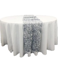Décorations de table en lin 12 x 108 pouces, chemin de table à roses en relief pour mariage et fête