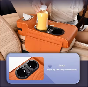 Organizzatore Universale HS3 2025 per Bracciolo Centrale Auto in Pelle di Alta Gamma con Doppio Portabicchieri, Cuscinetto Rialzato e Copertura Protettiva - Nuovo High-Tech - Product Image 3